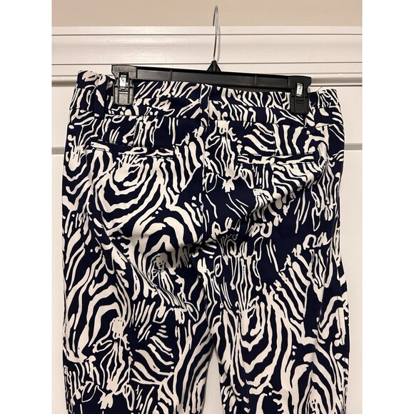 Lilly Pulitzer Size 4 Womens Slacks Pants Trousers Stretchy Navy Blue And White - Picture 5 of 5